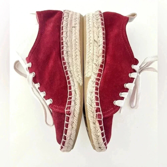 Maypol Handmade in Spain Crimson Red Soft Suede Lace Up Espadrille Size 36 - Picture 5 of 15